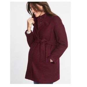 Maroon maternity funnel neck coat- winter jacket